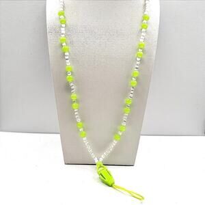 Unbranded Lanyard Necklace Y2K Women 34in Green White Excellent Beaded Tech